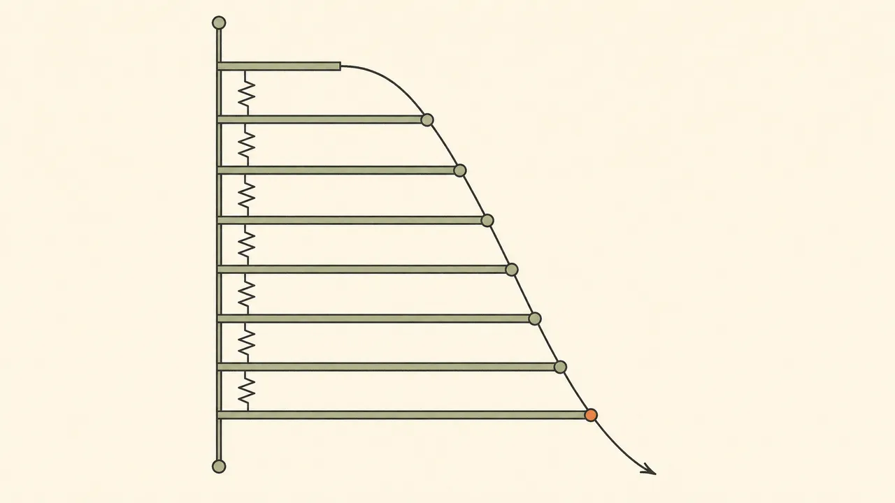 Diagram: voltage threshold ladder with a falling load line passing the lowest bar.